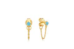  Into The Blue - Oorstekers - Zilver / 14kt GP - Turkoois - 3cm